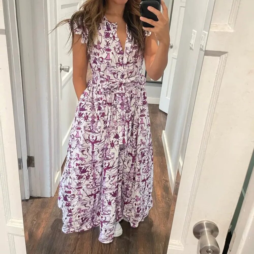 PATOU Voluminous maxi dress in Stories & Tales Print dainty Ruffle sleeve 38 / 6 - Picture 14 of 15